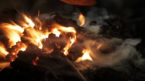 Melting metal at a foundry Stock Footage 90936932