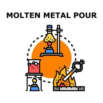 Melting metal process in laboratory experiment and industry Stock Illustration