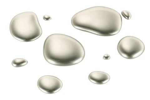 Melting metallic drops, 3D rendering Stock Illustration