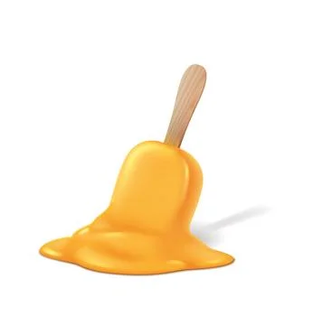Melting Orange Popsicle on White Background Stock Illustration