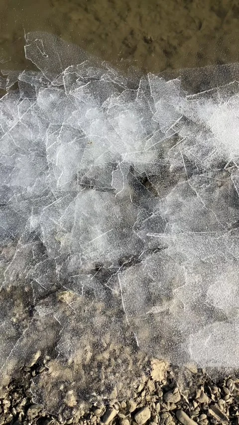 Melting pieces of ice on the water surface Video stock 303749262