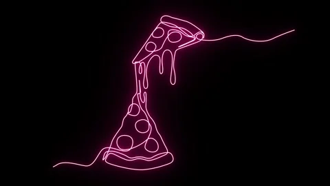Melting Pizza Slice Continuous One Line Art Animation Stock Footage 317947256