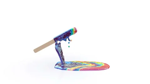 Melting rainbow ice cream on white background Stock Footage 119357341