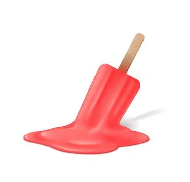 Melting red popsicle on white surface Stock Illustration