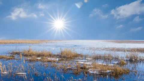 Melting river at sunny spring day Stock Footage 246803280