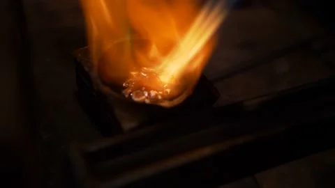 Melting Silver with a blowtorch Stock Footage 145921743