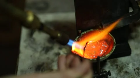 Melting silver in a jewelry workshop Stock Footage 48888462