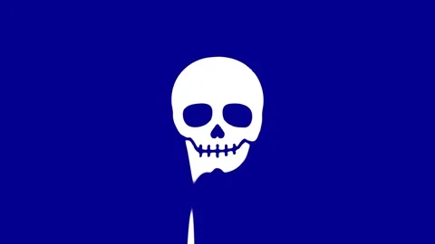 Melting skull on blue background animation Stock Footage 327761739
