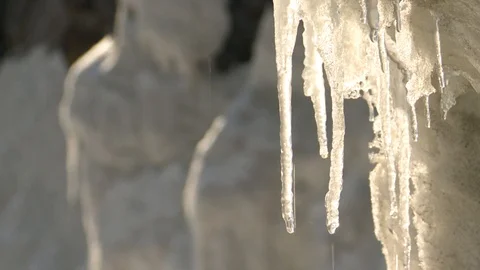 Melting snow and icicles in spring Video stock 105177283