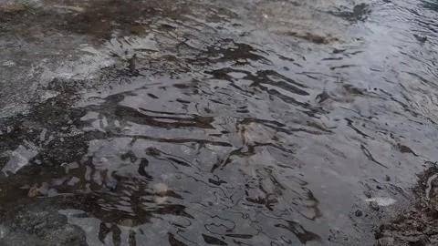 Melting Snow and Water Stream Flowing over Ice Stock Footage 328929510