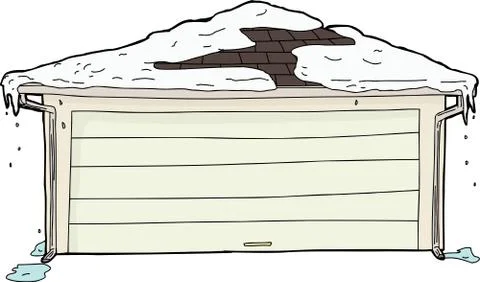 Melting Snow on Garage Stock Illustration
