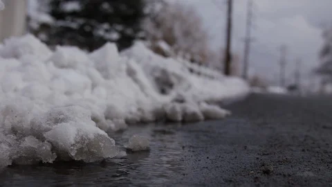 Melting Snow on Street Stock Footage 101002592