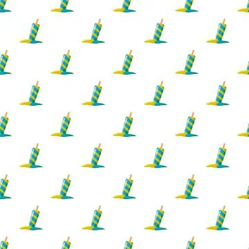 Melting striped popsicle seamless pattern on white background 스톡 일러스트