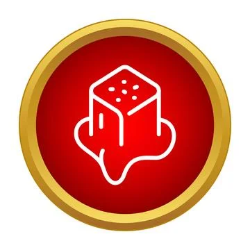 Melting sugar cube outline in red circle Stock Illustration