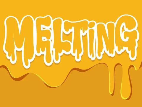 Melting Word Typography Vector Illustration with Dripping Yellow Liquid Effec Stock Illustration