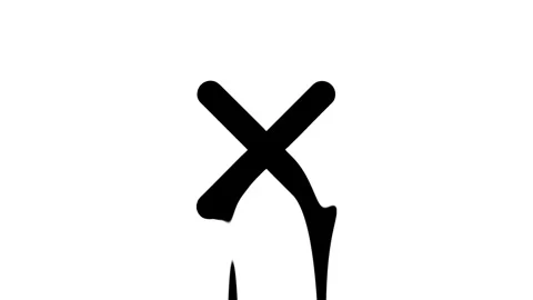 Melting x mark animation on white background Stock Footage 327761526