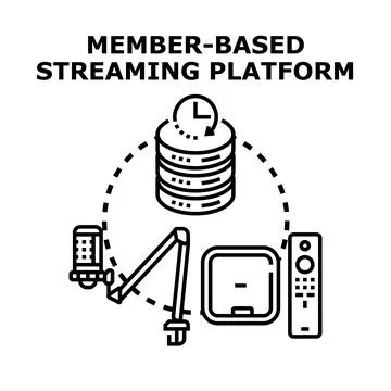 Member based streaming platform for digital content Stock Illustration