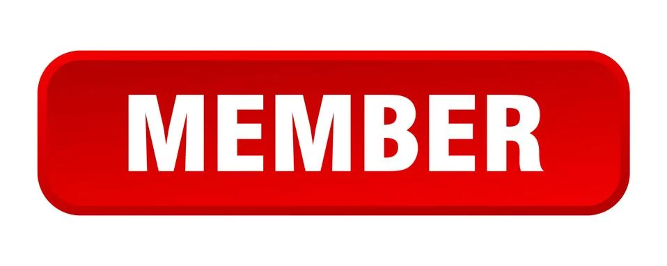 Member button. member square 3d push button Illustrazione stock