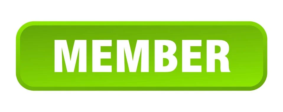 Member button. member square 3d push button Stock Illustration
