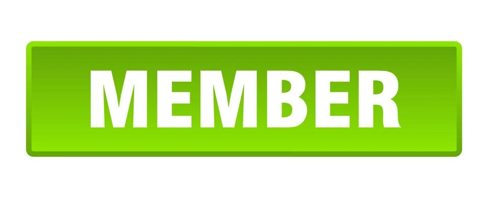 Member button. member square green push button Stock Illustration