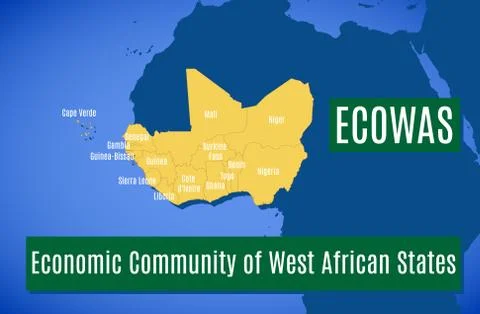 Member countries of the Economic Community of West African States (ECOWAS) Stock Illustration