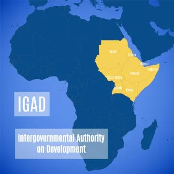 Member countries of the Intergovernmental Authority on Development. Map of me イラスト素材