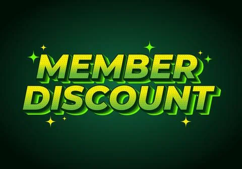 Member discount. Bold text effect for promotion design Stock Illustration