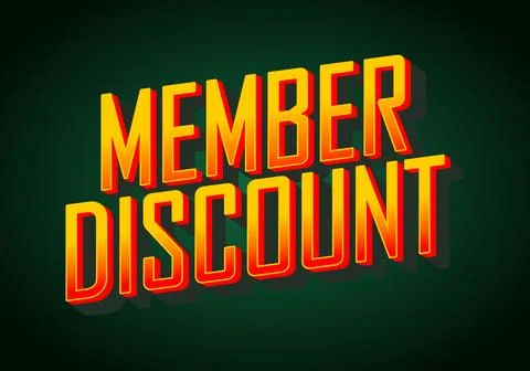 Member discount. Bold text effect for promotion design Stock Illustration