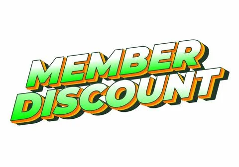 Member discount. Bold text effect for promotion design Stock Illustration