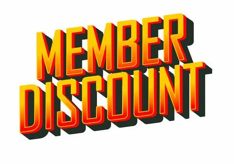 Member discount. Bold text effect for promotion design Illustrazione stock