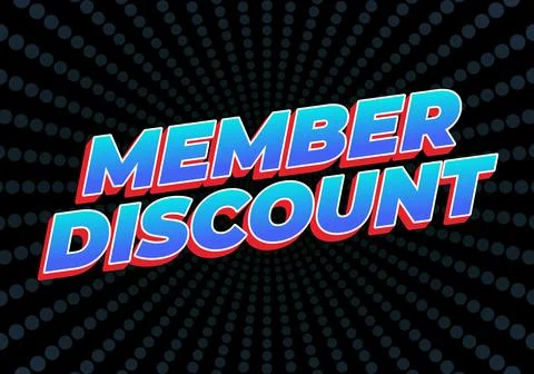 Member discount. Bold text effect for promotion design Stock Illustration