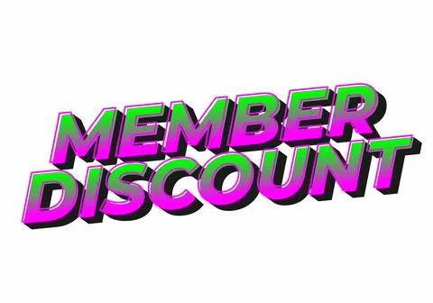 Member discount. Bold text effect for promotion design Illustrazione stock