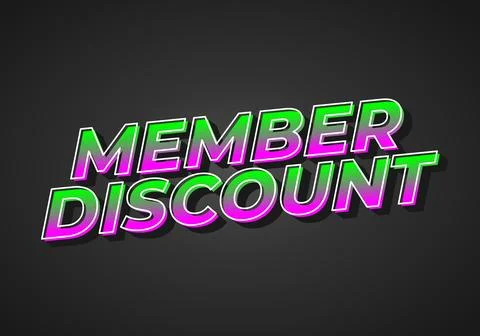 Member discount. Bold text effect for promotion design Stock Illustration