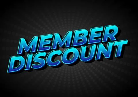 Member discount. Bold text effect for promotion design Illustrazione stock