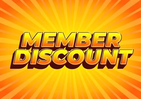 Member discount. Bold text effect for promotion design Illustrazione stock