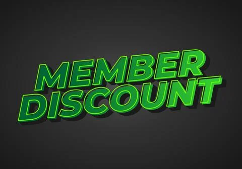 Member discount. Bold text effect for promotion design Illustrazione stock
