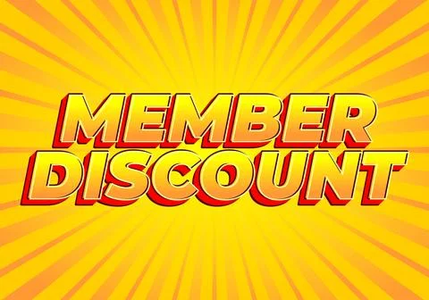 Member discount. Bold text effect for promotion design Stock Illustration
