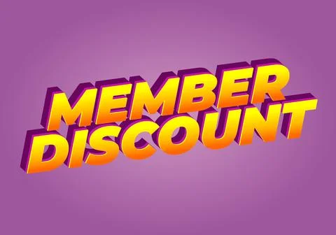 Member discount. Bold text effect for promotion design Illustrazione stock
