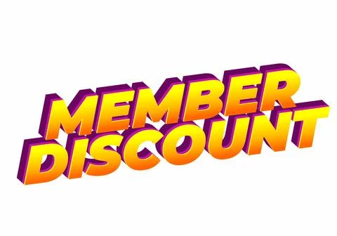 Member discount. Bold text effect for promotion design Illustrazione stock