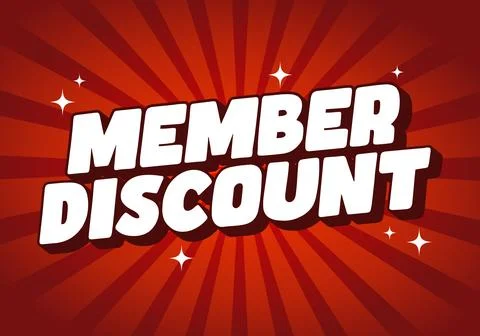 Member discount. Bold text effect for promotion design. White red Stock Illustration