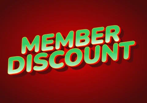 Member discount. Bold text effect for promotion design. Green red 스톡 일러스트