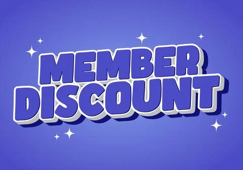 Member discount. Bold text effect for promotion design. Purple white Illustrazione stock