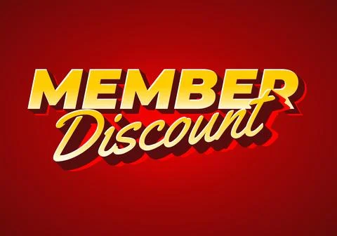 Member discount. Bold text effect for promotion design. Yellow red colors Stock Illustration
