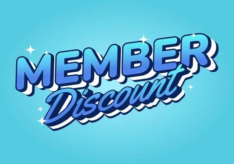 Member discount. Bold text effect for promotion design. Blue colors Stock Illustration