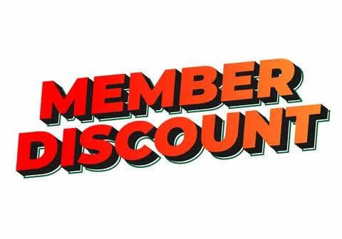 Member discount. Bold text effect for promotion design Illustrazione stock