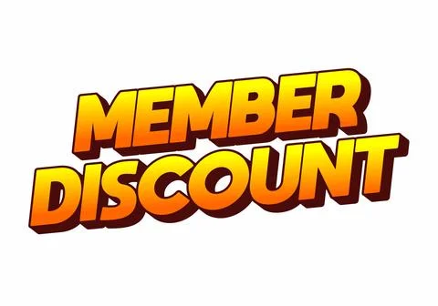 Member discount. Bold text effect for promotion design Illustrazione stock