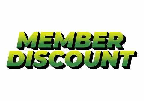 Member discount. Bold text effect for promotion design Illustrazione stock