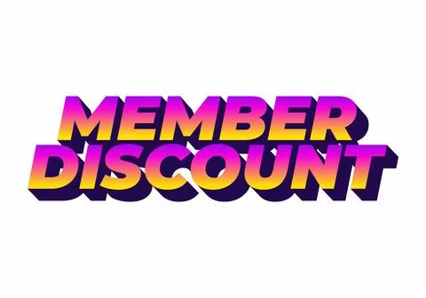 Member discount. Bold text effect for promotion design Illustrazione stock