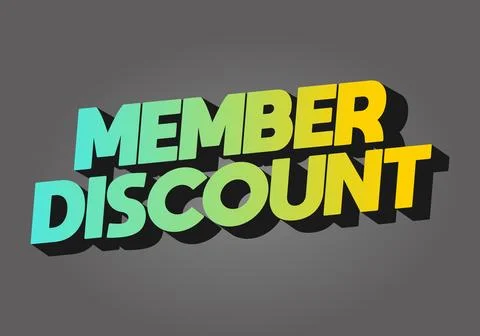 Member discount. Bold text effect for promotion design Illustrazione stock