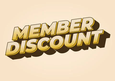 Member discount. Bold text effect for promotion design Illustrazione stock